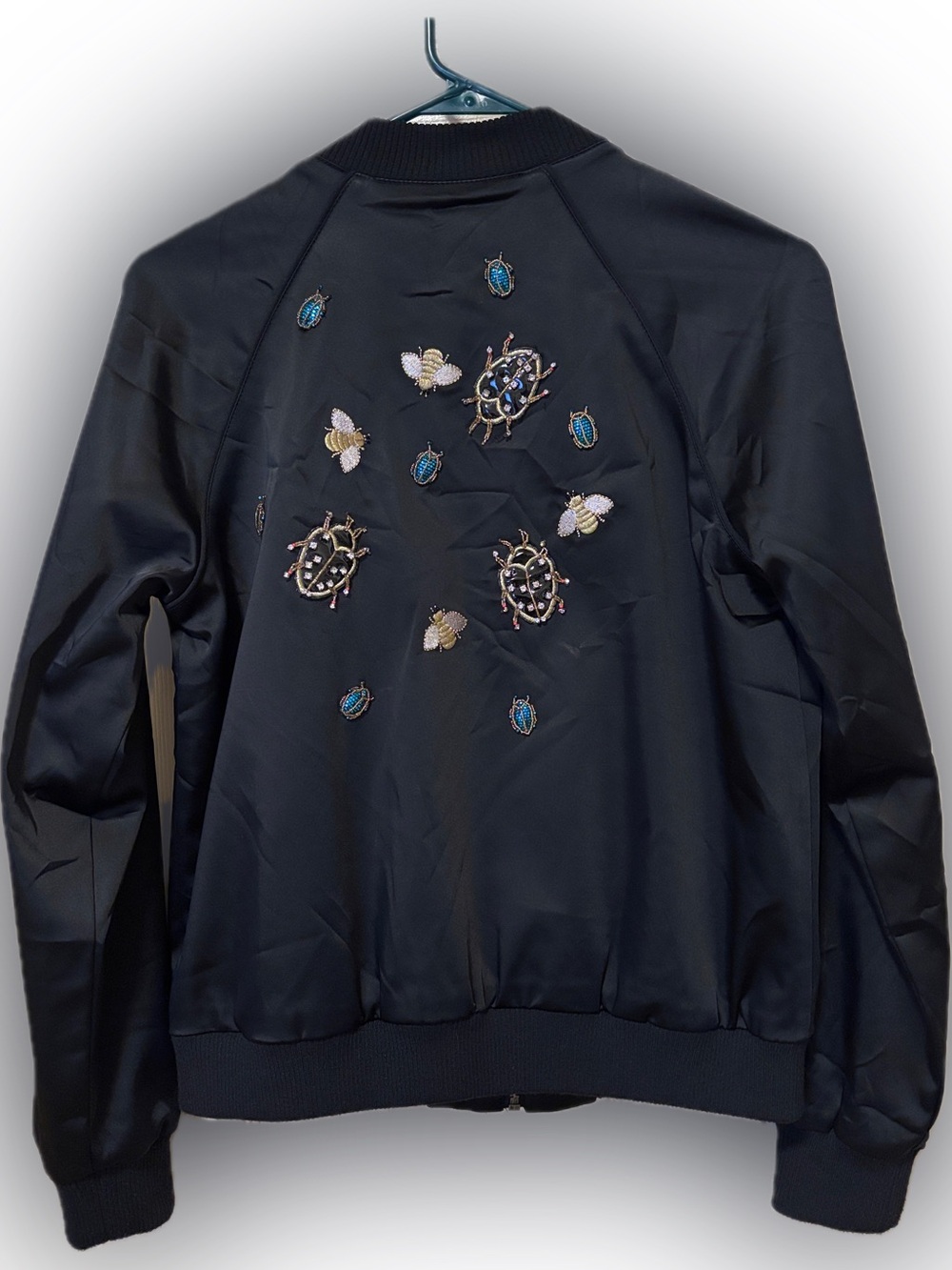 Victoria Beckham for Target Beetle Bug Black Satin Bomber Jacket - size S